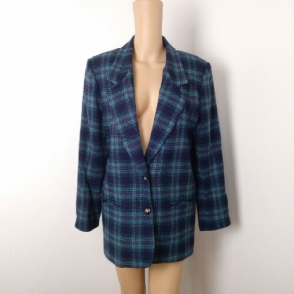 Vintage Alfred Dunner Wool Plaid Blazer - Size 12